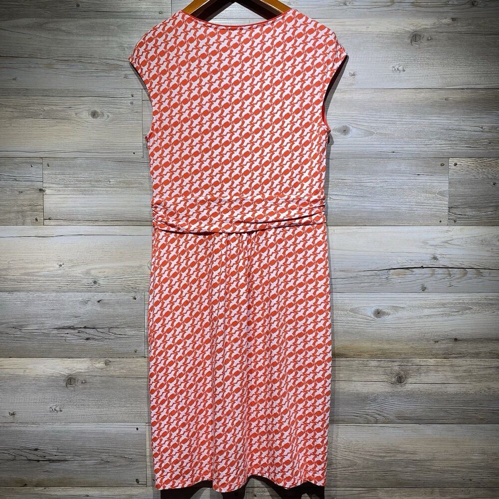 Boden Knee Length Casual Dress Womens 12L Red Bird Dove Print Pockets Jersey - Picture 2 of 9